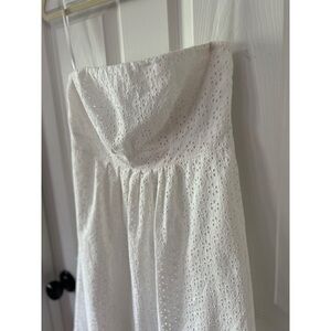 The Limited White Strapless Eyelet Dress